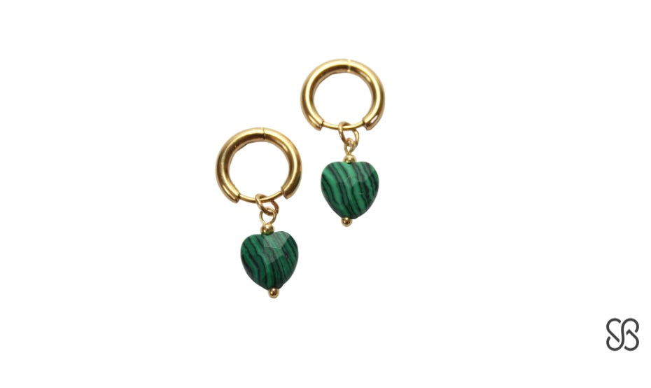 Heart Malachite stone Earring