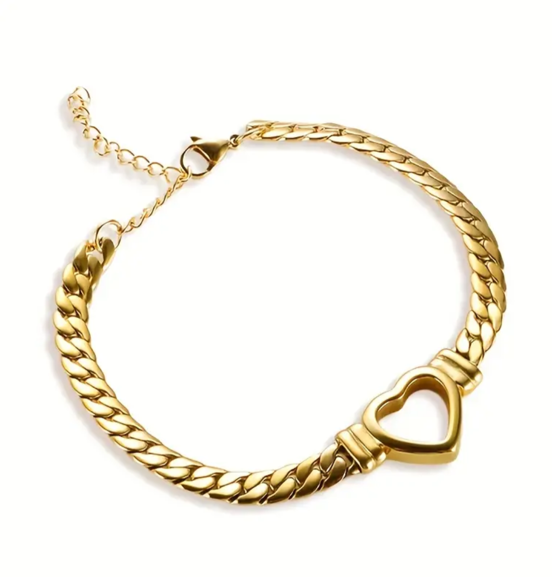 Golden Heart Herringbone Necklace