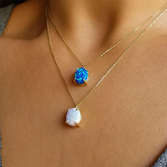 Oval Opal Stone Necklace