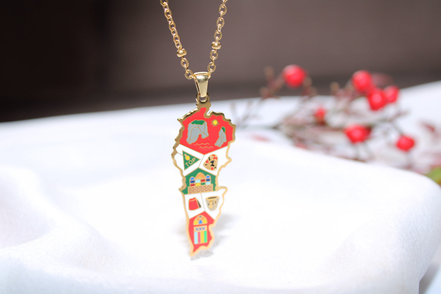 Lebanon Map Necklace