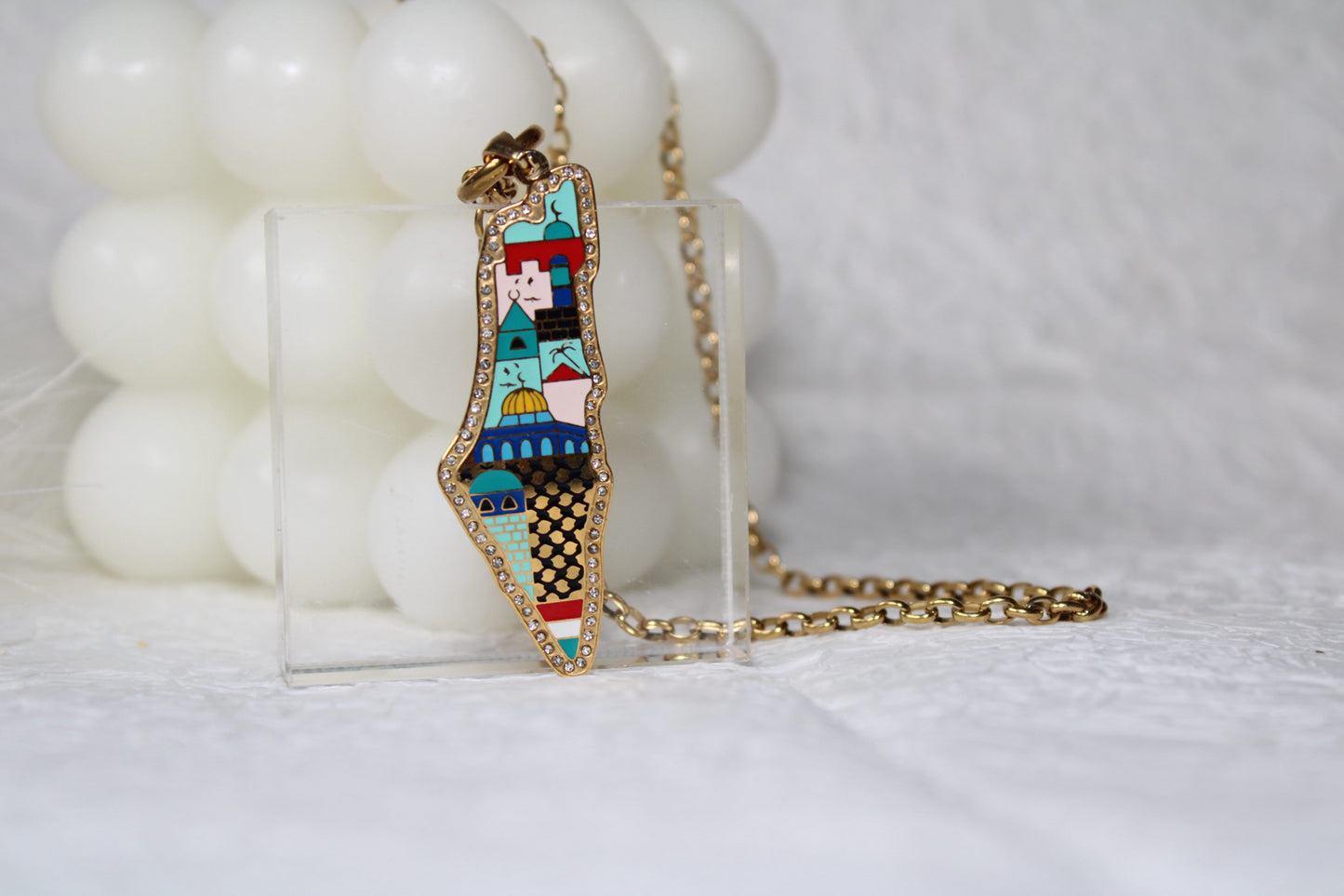 Enamel Palestine Map Necklace