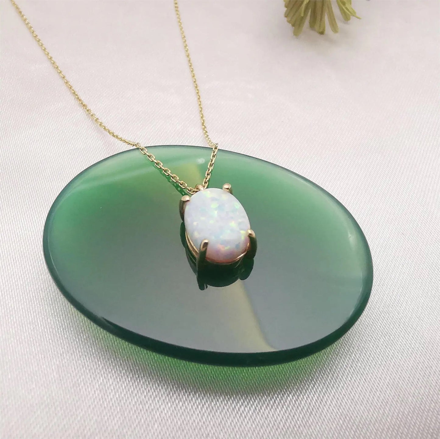 Oval Opal Stone Necklace