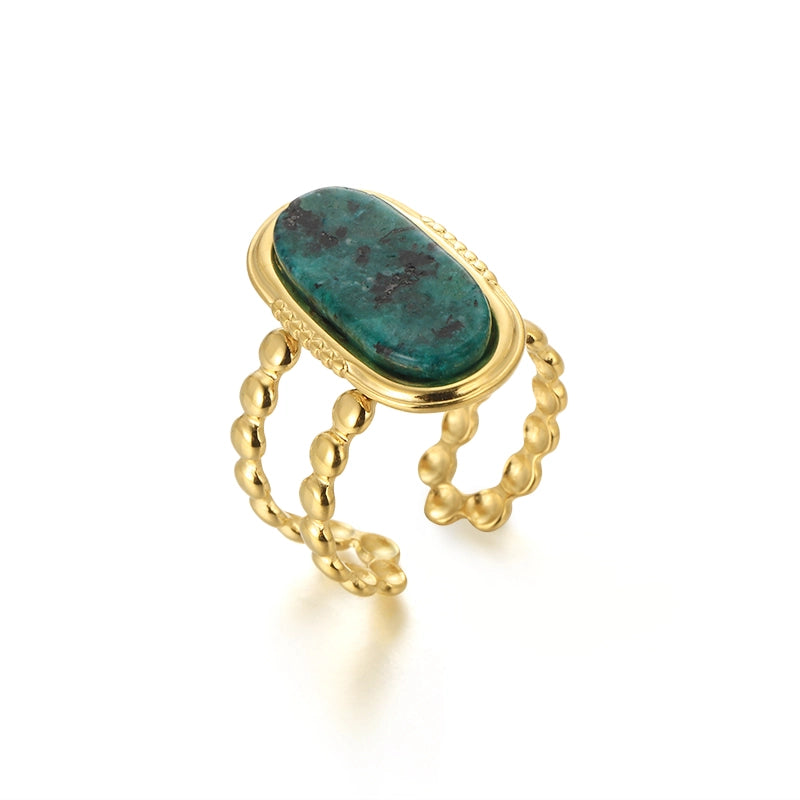 Malachite Natural Stone open Ring