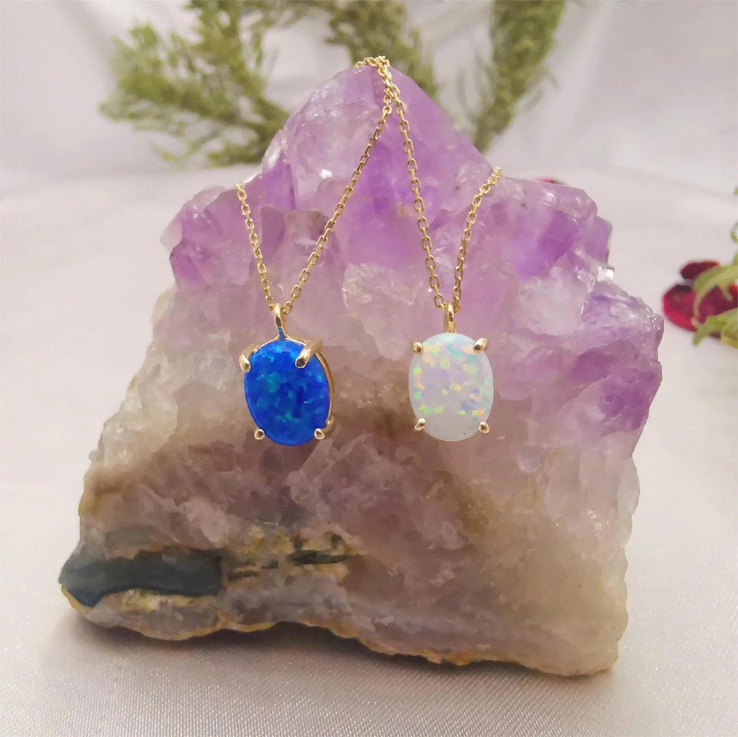 Oval Opal Stone Necklace