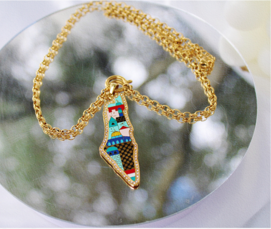 Enamel Palestine Map Necklace